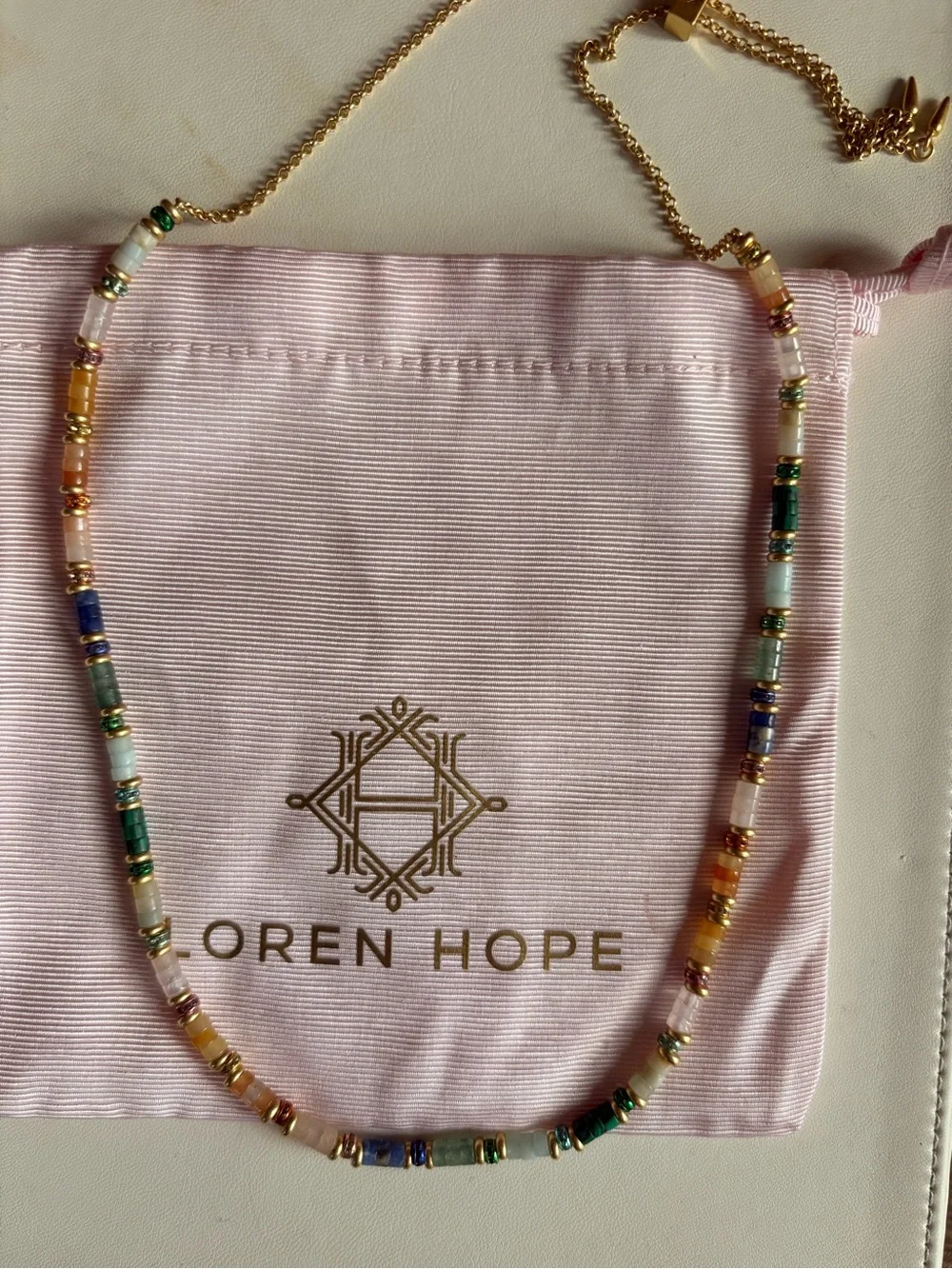 NWOT Lauren Hope Rhodes Adjustable Slider Semi Precious Stones Necklace